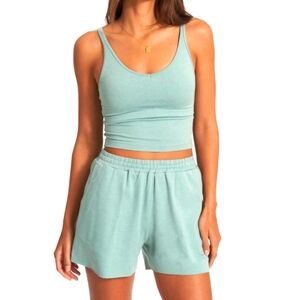 Vuori Halo Celery Tank Boyfriend Shorts Set Sz Small Like New